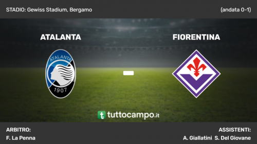 Coppa Italia: Atalanta - Fiorentina, le formazioni ufficiali