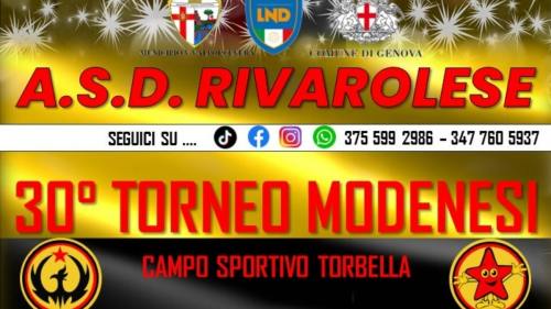 30° Torneo Modenesi: da domenica al via i tornei della Rivarolese